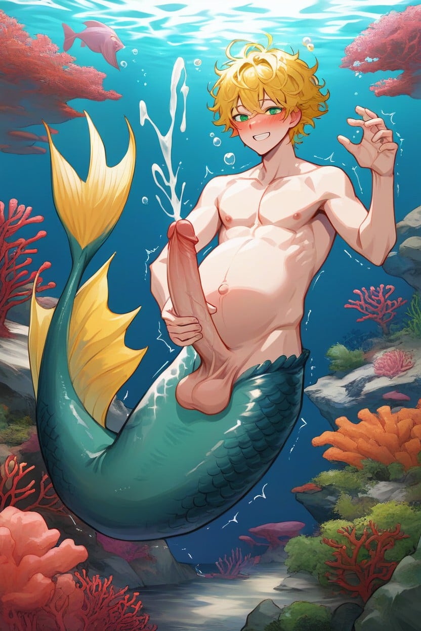 Cinematic, Underwater, Smiling AI Gay Porn