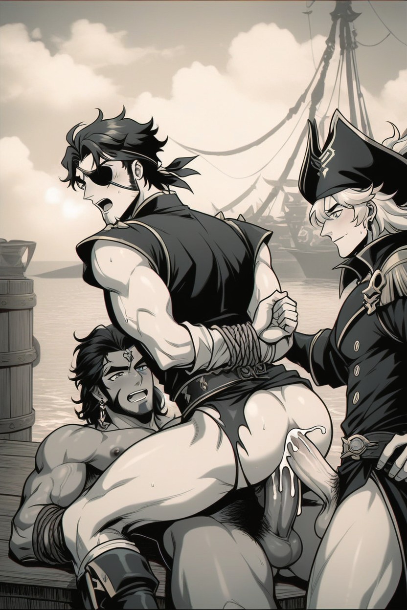 Gay Threesome, Gigantic, Massive Ass AI Gay Porn