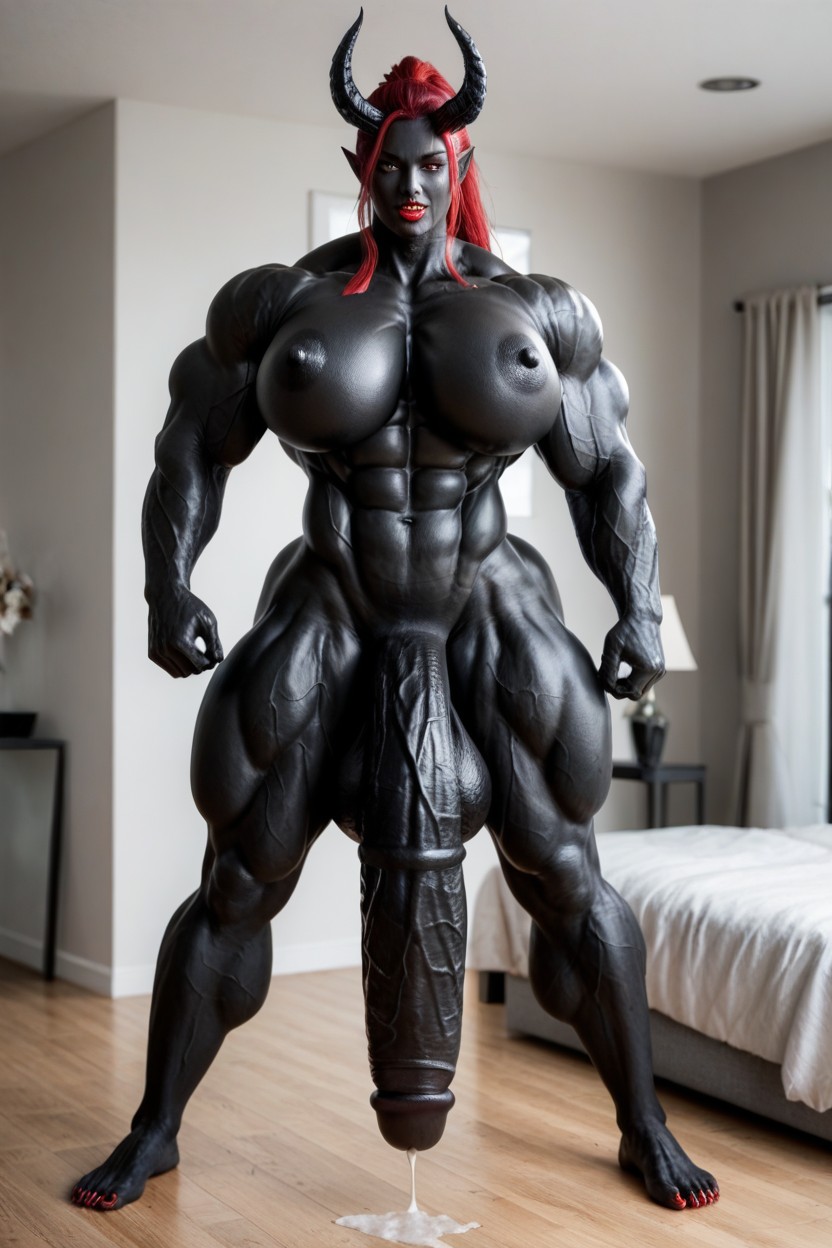 Black Cock Bigger Than Body, Black Cock Is Too Big, Perfect Tits Shemale AI Porn