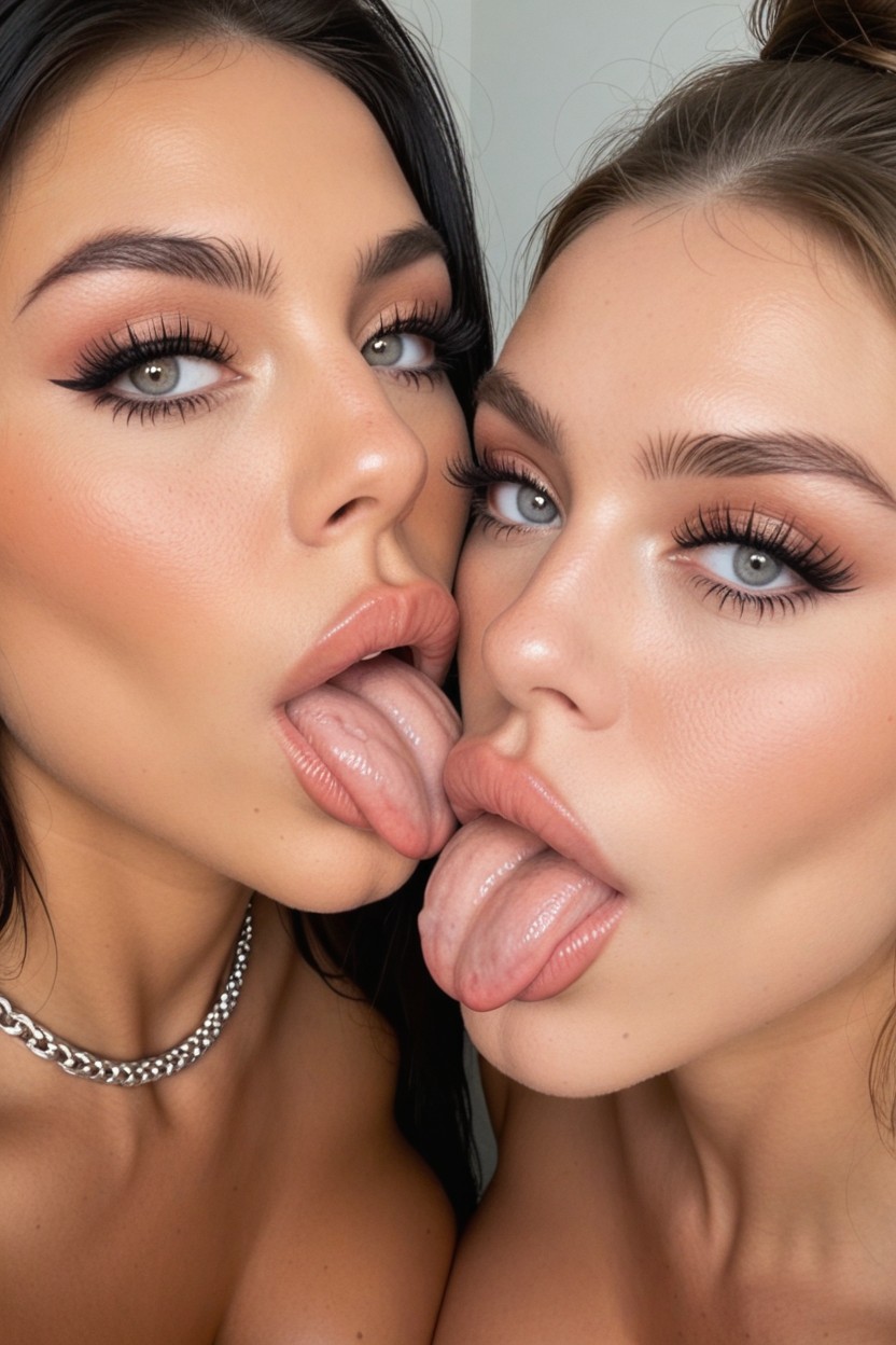 Hair Bun, Nude, Huge Eyeliner Is Visible Around The Eyes AI Porn