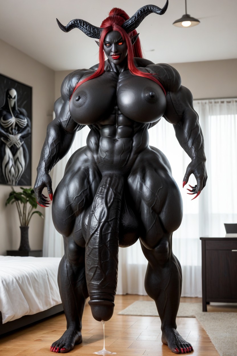Black Cock Is Too Big, Muscular Veins, Standing In Bedroom Porno IA transsexuelle