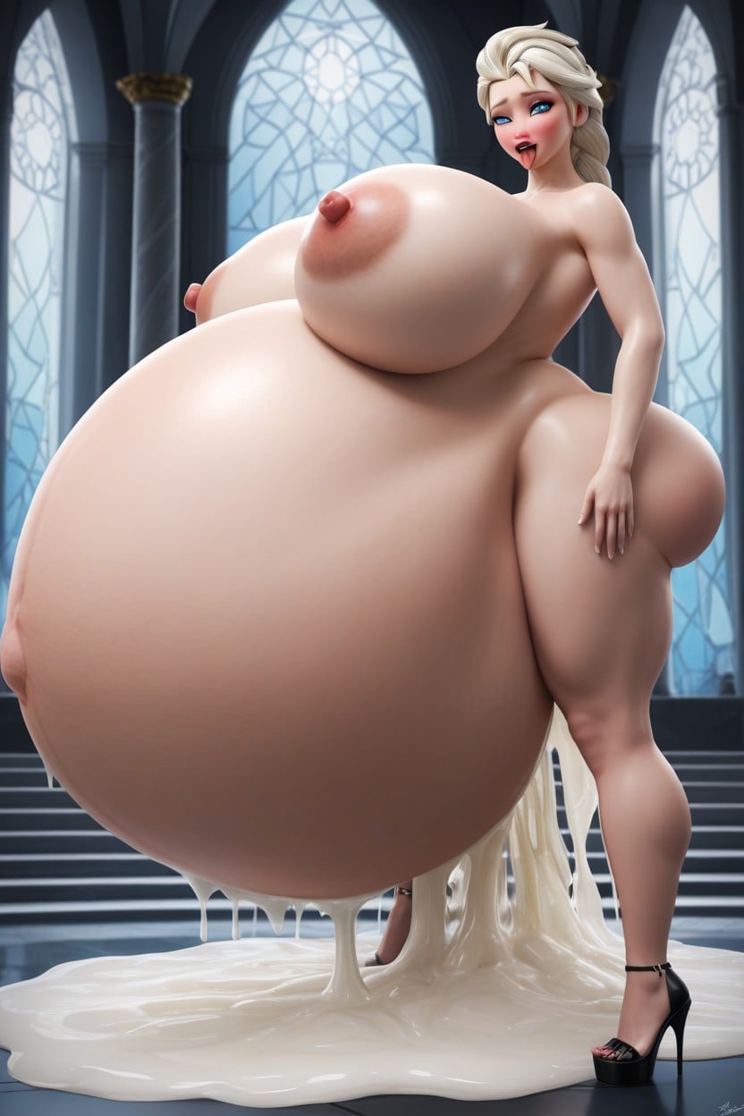 Thick Lips, Impossibly Huge Belly, Hyper Pregnant AI Porn