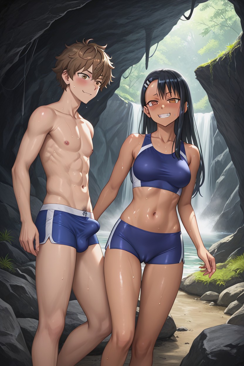 Visable Cameltoe With Pubes, Outdoors, Sweating Hentai AI Porn