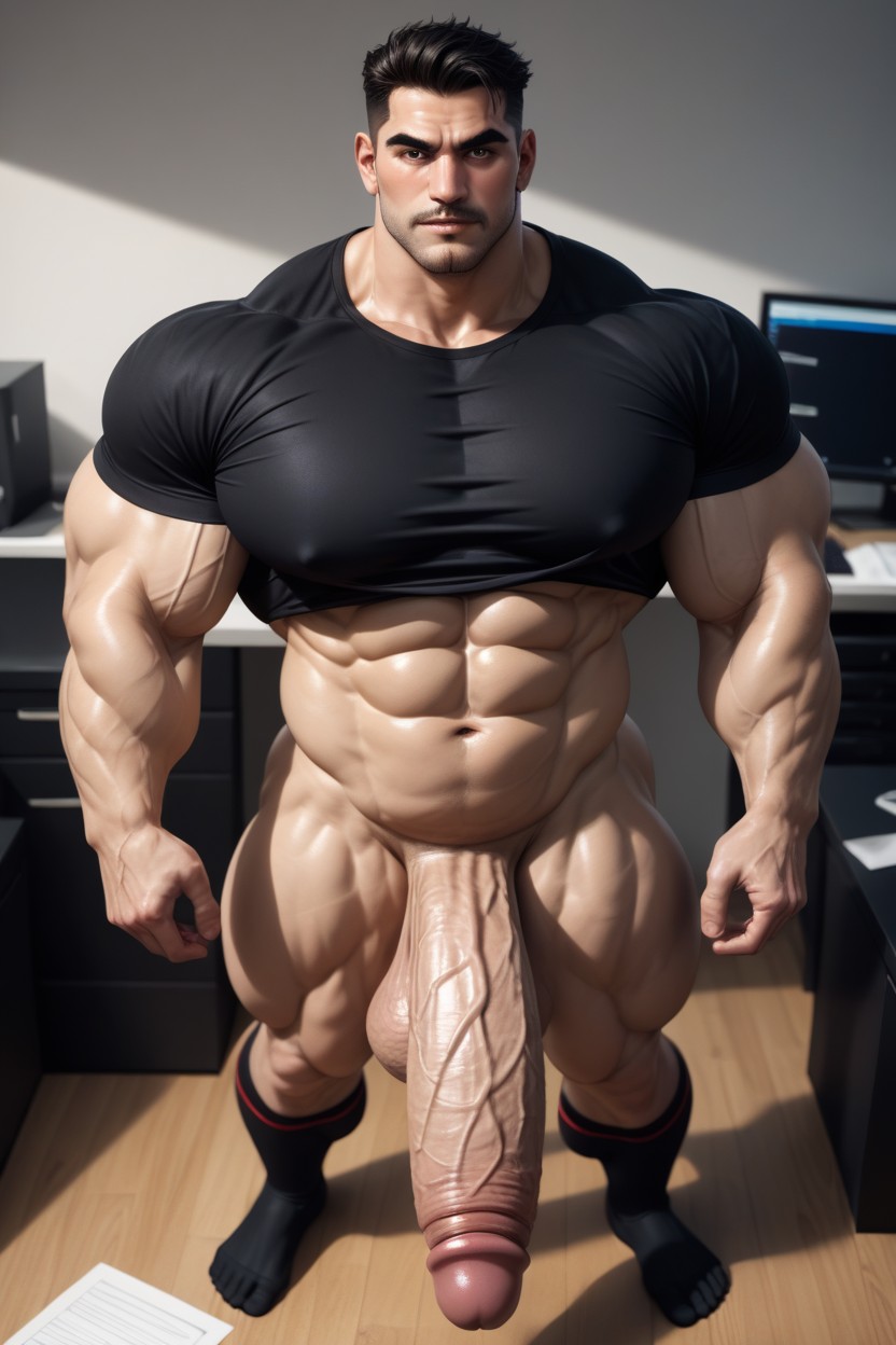 Chin Tilted Up, Girthy Cock, Broad Shoulders Porno gay IA