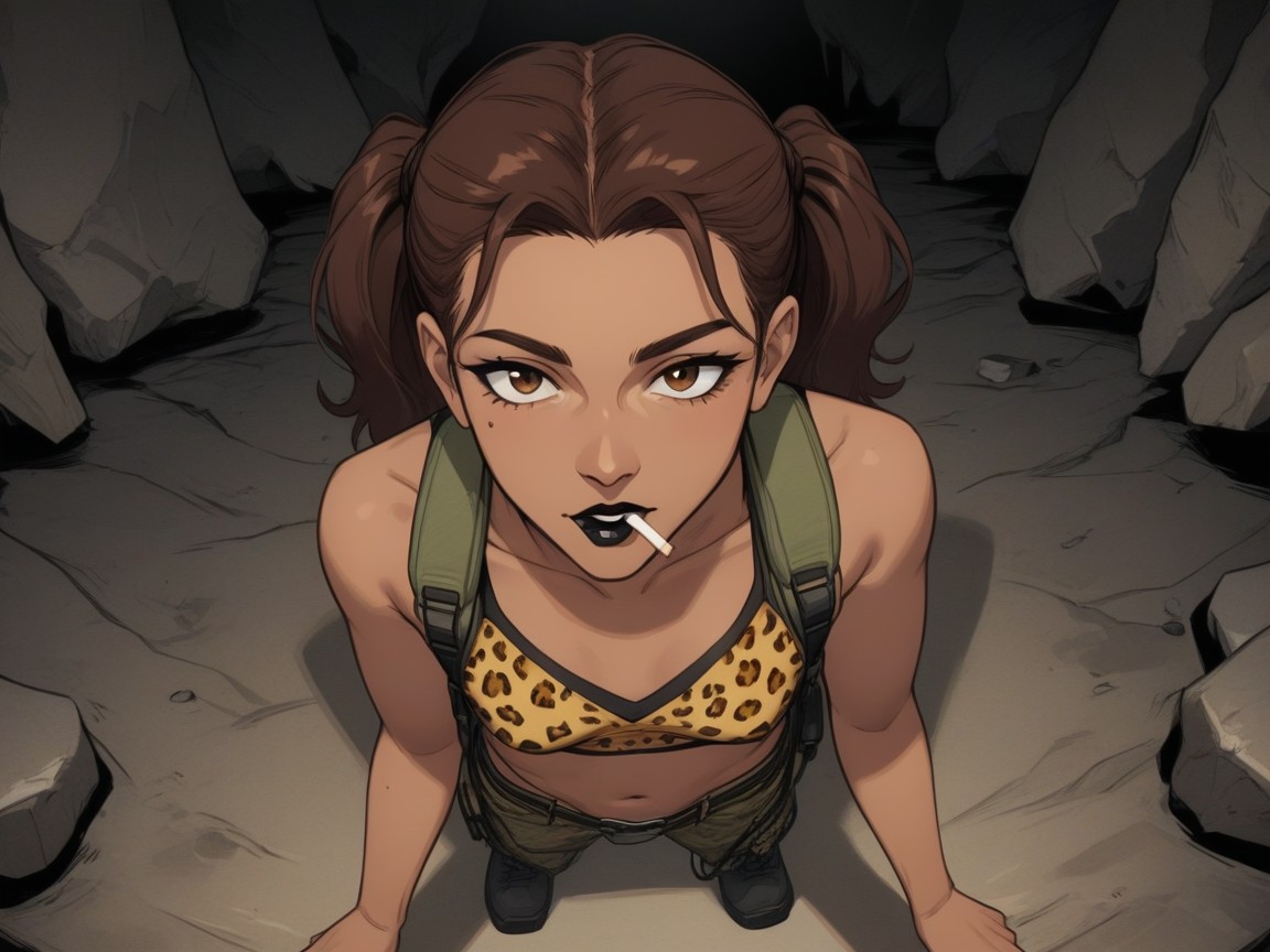 Steamy Breath, Leopard Print Compression Top, Small Breasts Latina AI Porn