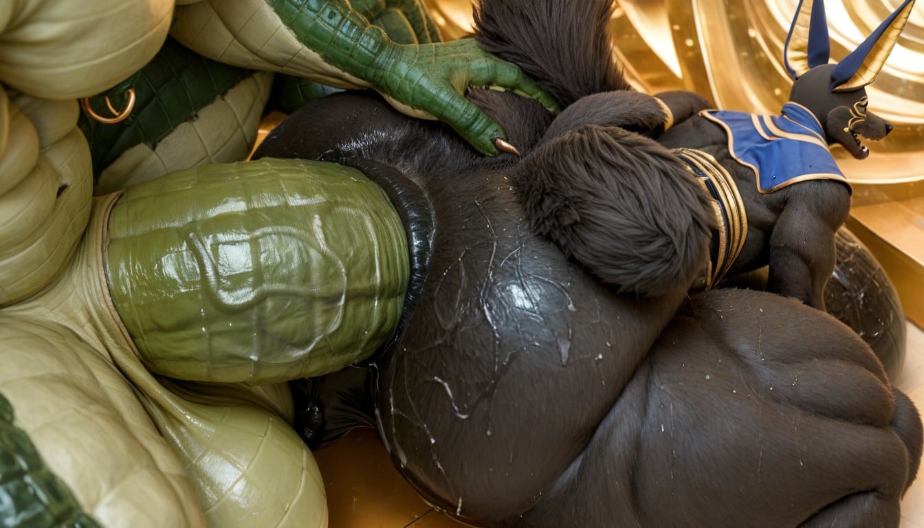 Octane Render, Muscular Creatur, Cock Too Big For Anubis Furry AI Gay Porn