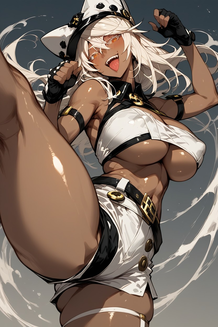 Fighting Pose, Dark Skin, Oiled Skin Hentai AI Porn