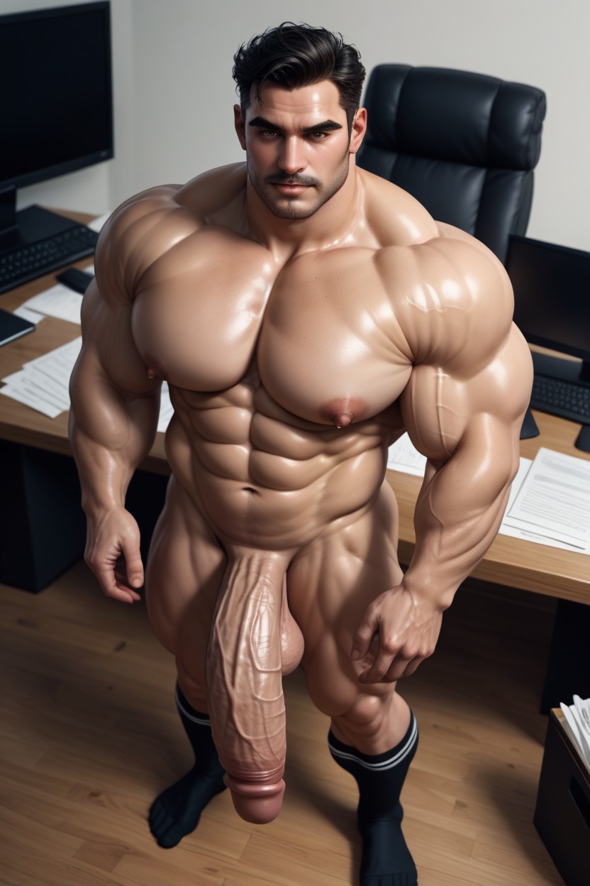 Cock Out, Bulky Abs, Thick Abs Belly AI Gay Porn