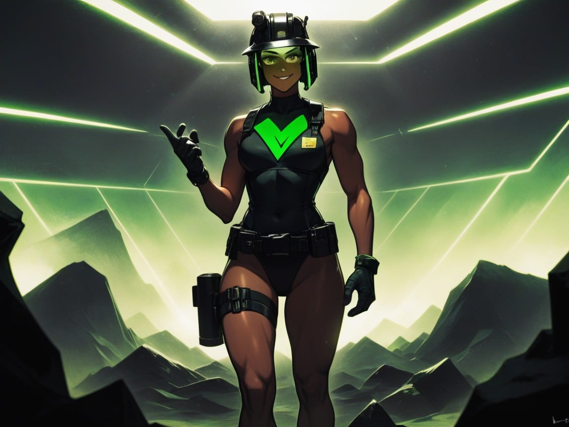 Strings Of Lights Across Top, Mine Background, Chest And Hips Proportionate AI Porn