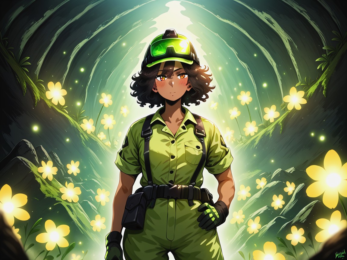 Muy Corto, Sparks In Background, Miner Helmet Hentai IA