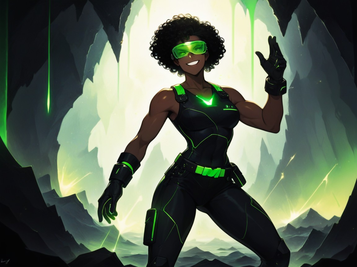 Mine Background, Neon Green Console Glow, Squared Torso AI Porn