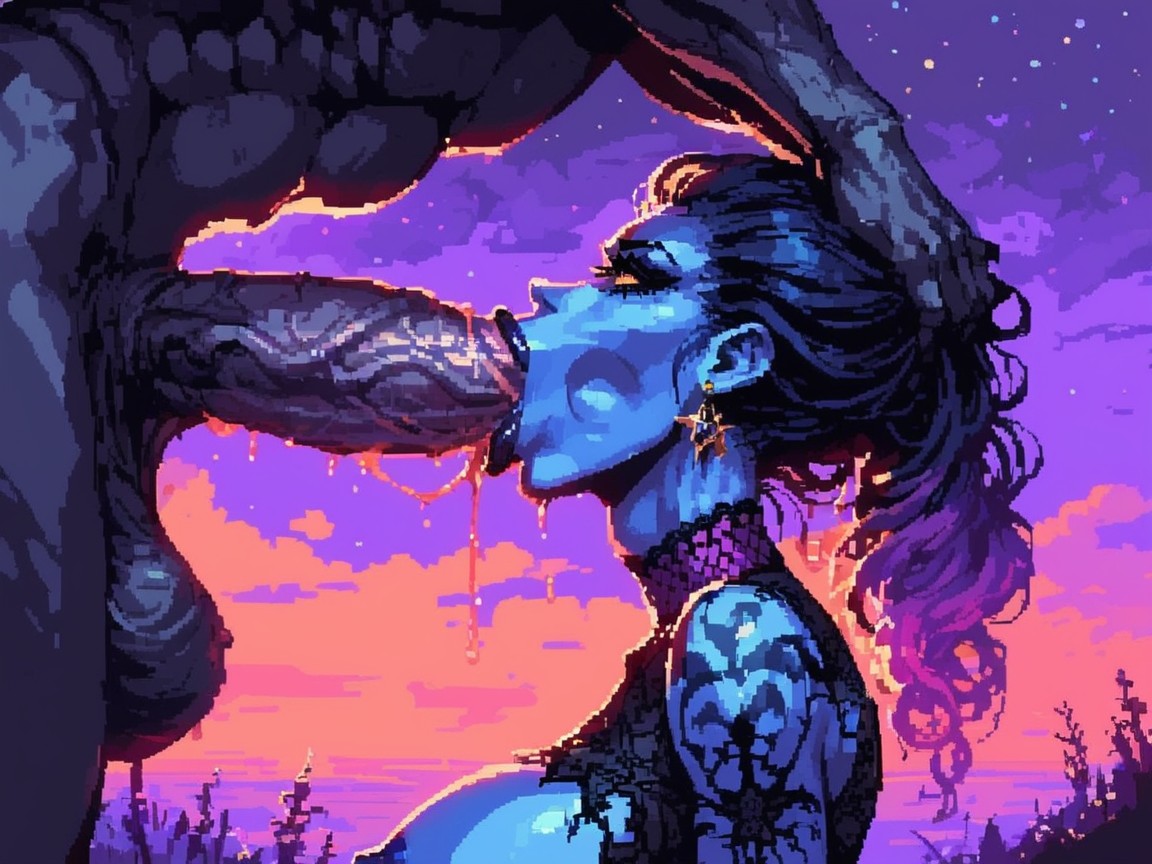 Black Eyeliner, Long Eyelashes, Purple Choker AI Porn