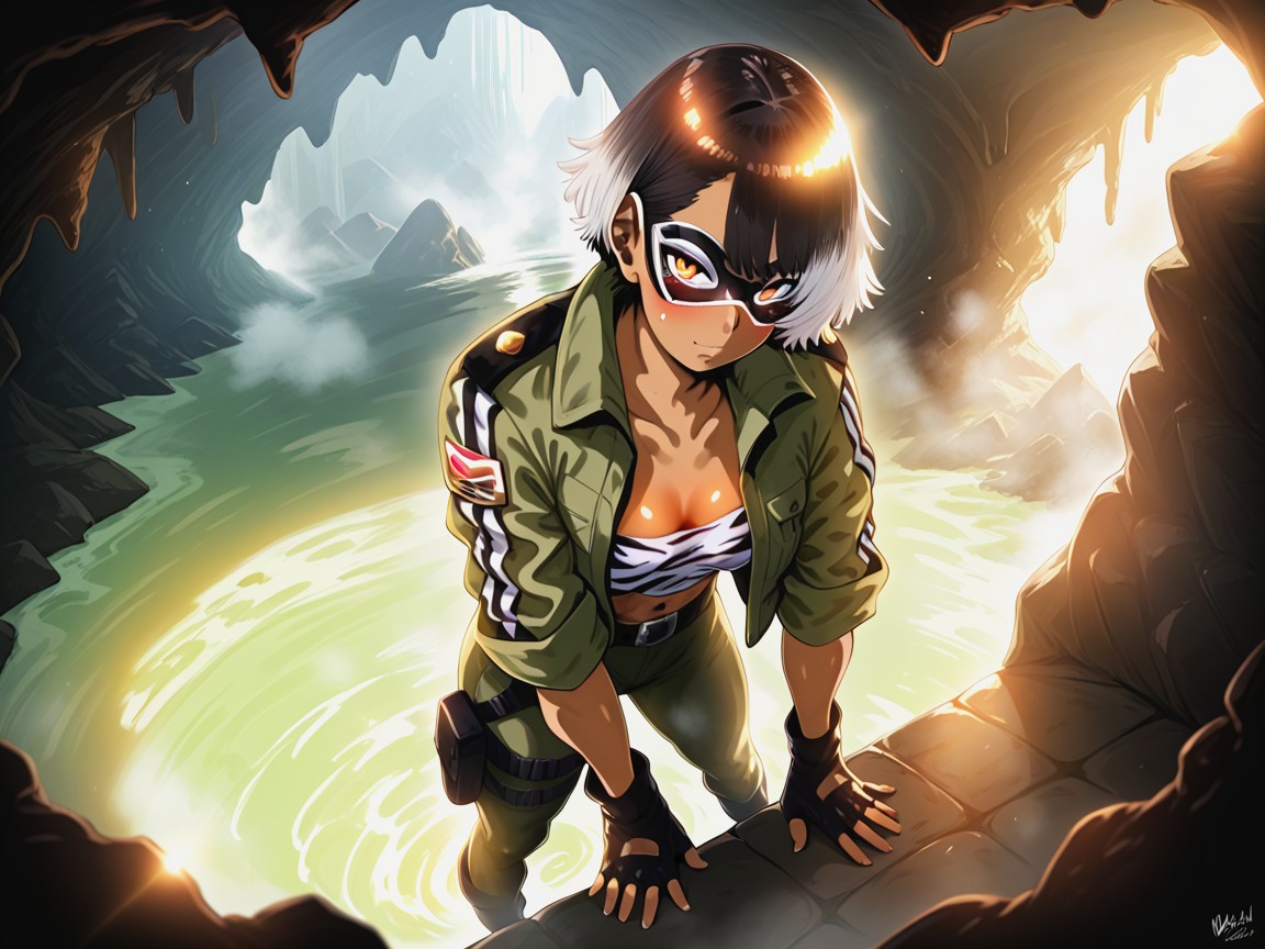 Mask Reflecting Light, Wide Waist, Steel Toe Boots Hentai AI Porn