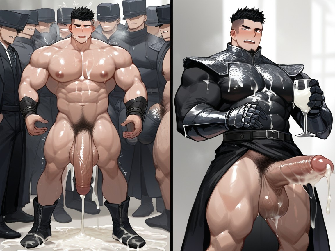 Oiled Skin, Large Cock Tip, Dark Knight Just Unzips And Pulls His Flaccid Cock Out AI Gay Porn