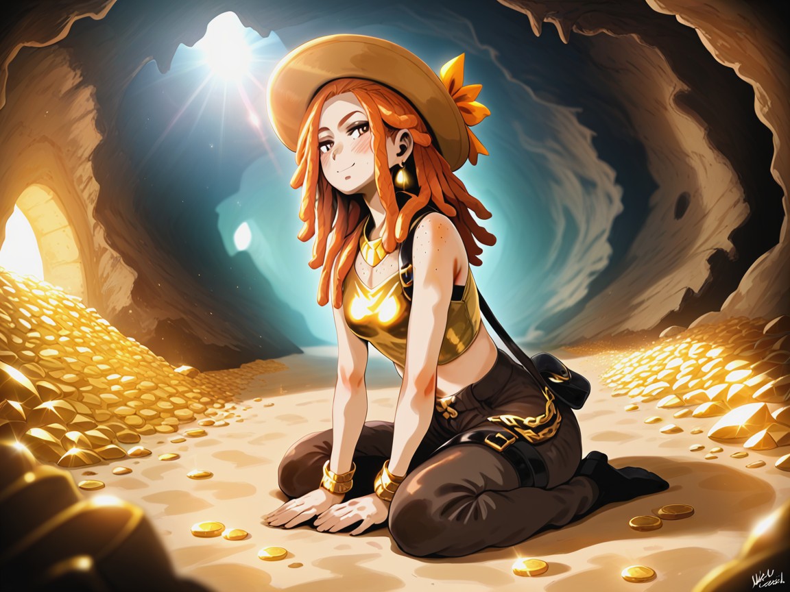 Sand On Ground, Light Tan Skin, Freckles On Breasts Hentai AI Porn