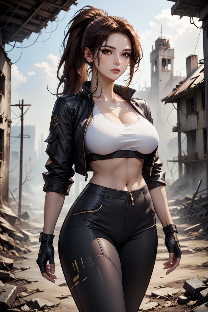 Dark Brown Eyes, Korean, White Running Shoes Hentai AI Porn