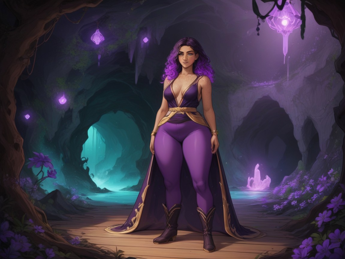 Freckles On Face, Bioluminescent Background, Rounded Shoulders Porno latina IA