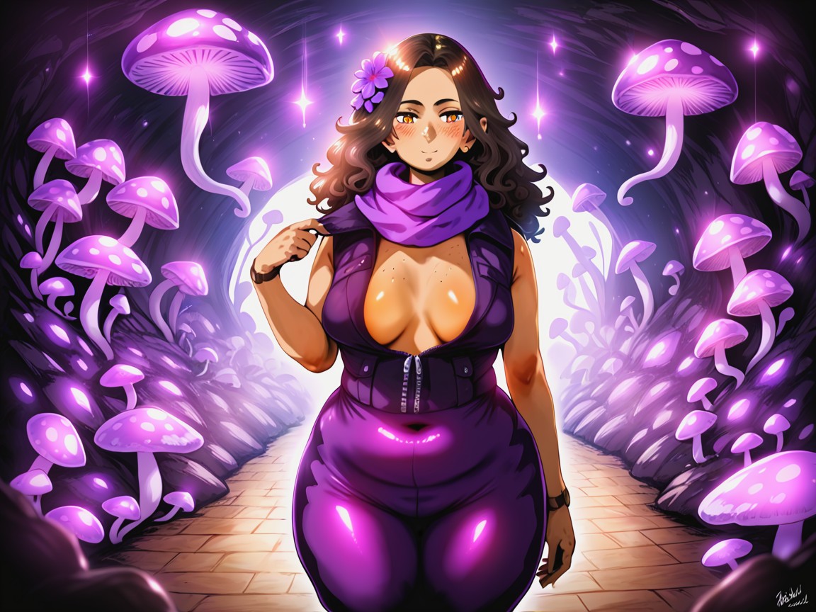 Extremely Large Ass, Purple Glow Lighting, Thick Hentai AI Porn