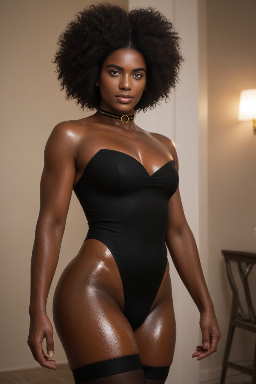 Pretty Face, Sissify Man Body, African Skin AI Gay Porn
