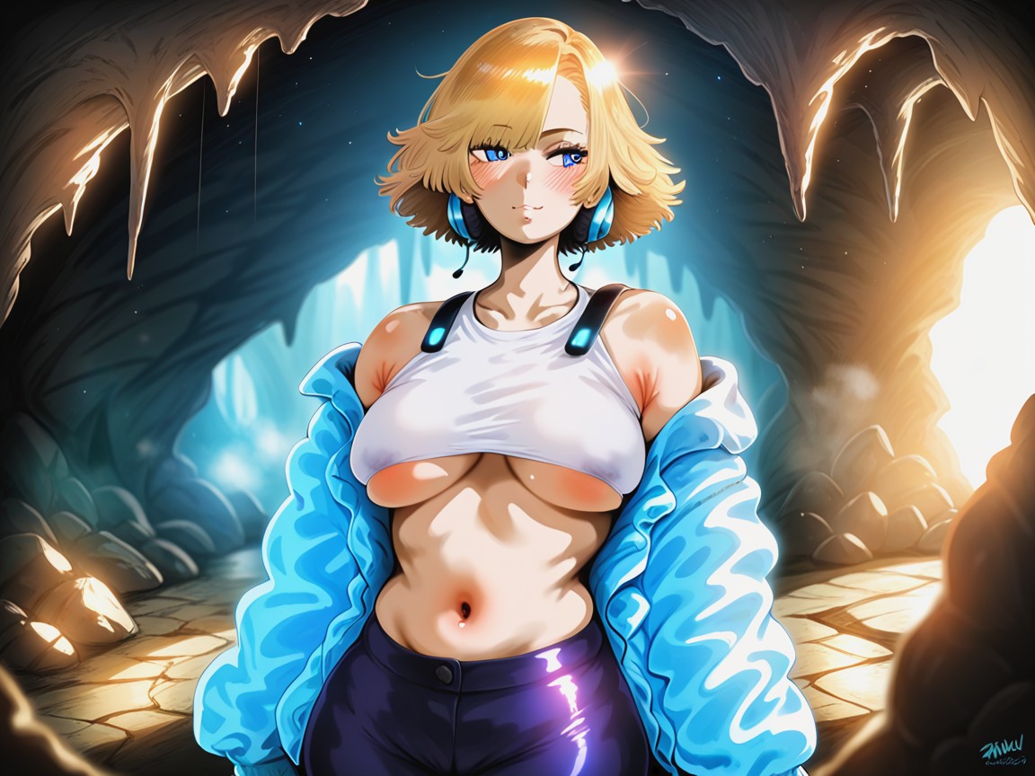 Blue Trousers, Pale Skin, Rounded Hips Hentai AI Porn