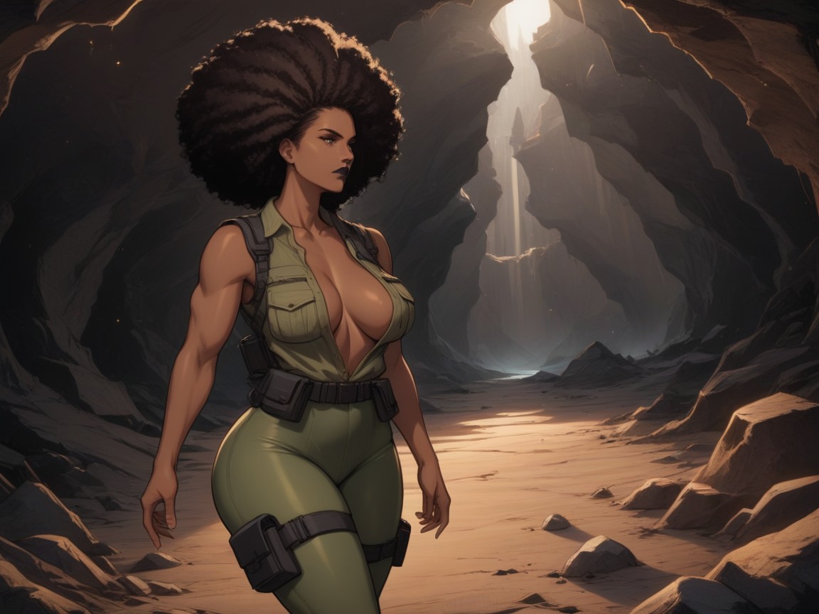 1 Person, Muscular, Wearing Brown Explorer Clothes Latina AI Porn