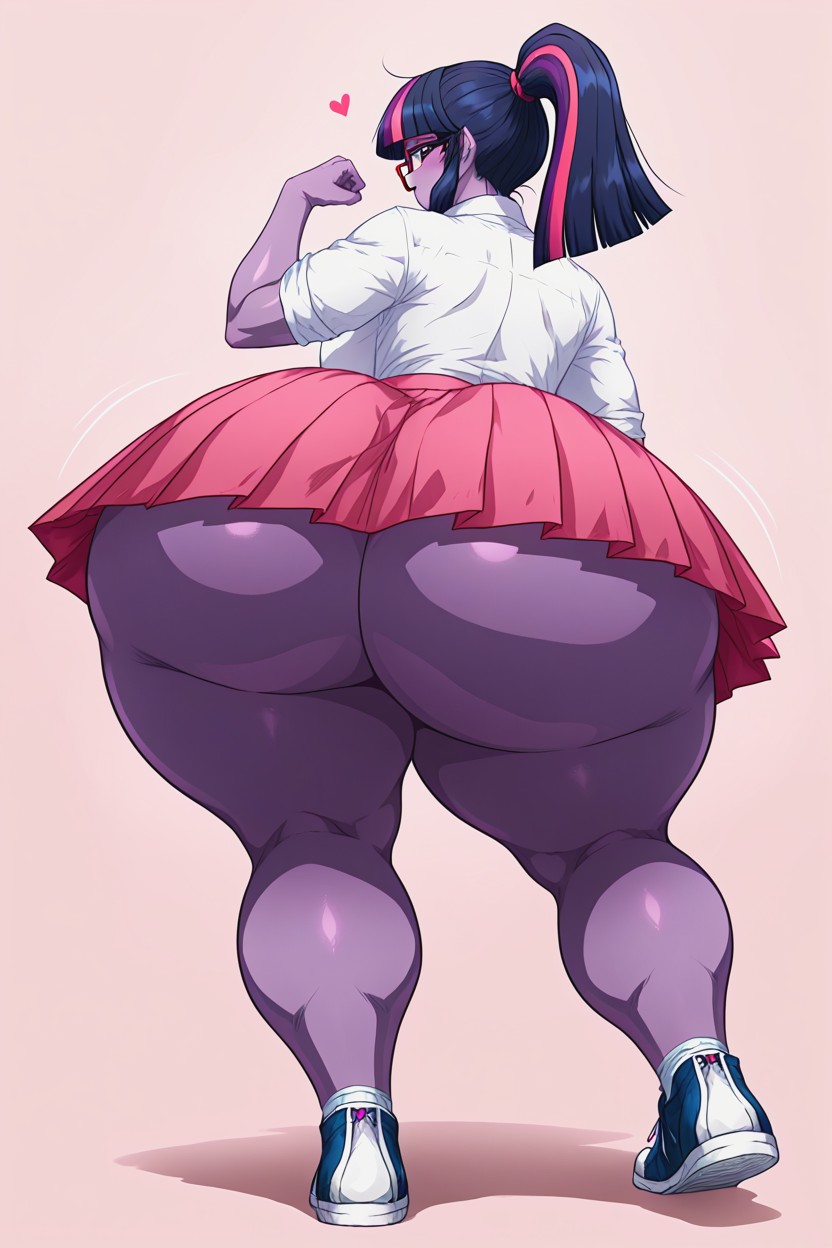 Purple Body, Biggest Ass Ever Seen, Pleated Skirt AI Porn