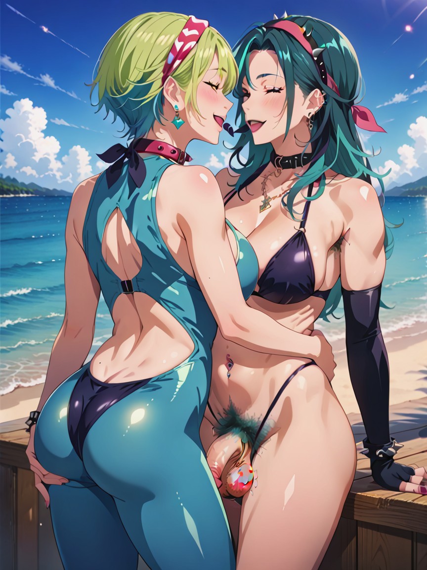 Swimsuit Leggings, Happy Trail, Pretty Hentai AI Porn