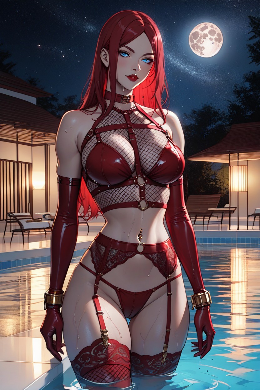 Kushina Uzumaki, Standing, Pool Lights Hentai AI Porn