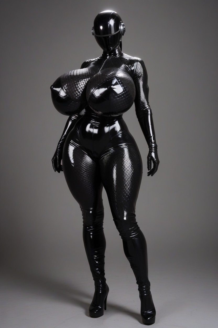 Full Body, Grey Background, Black Gloves AI Porn