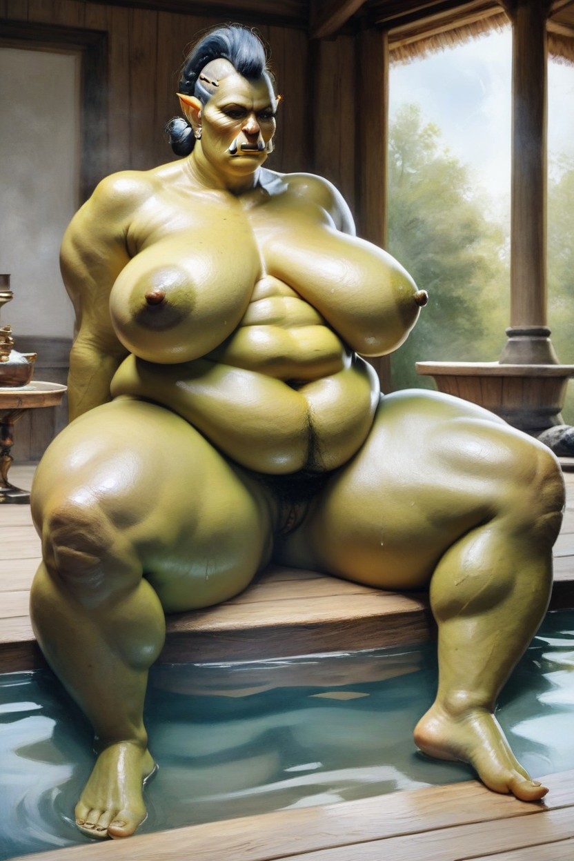 Naked, Arms Behind Back, Hot Tub AI Porn