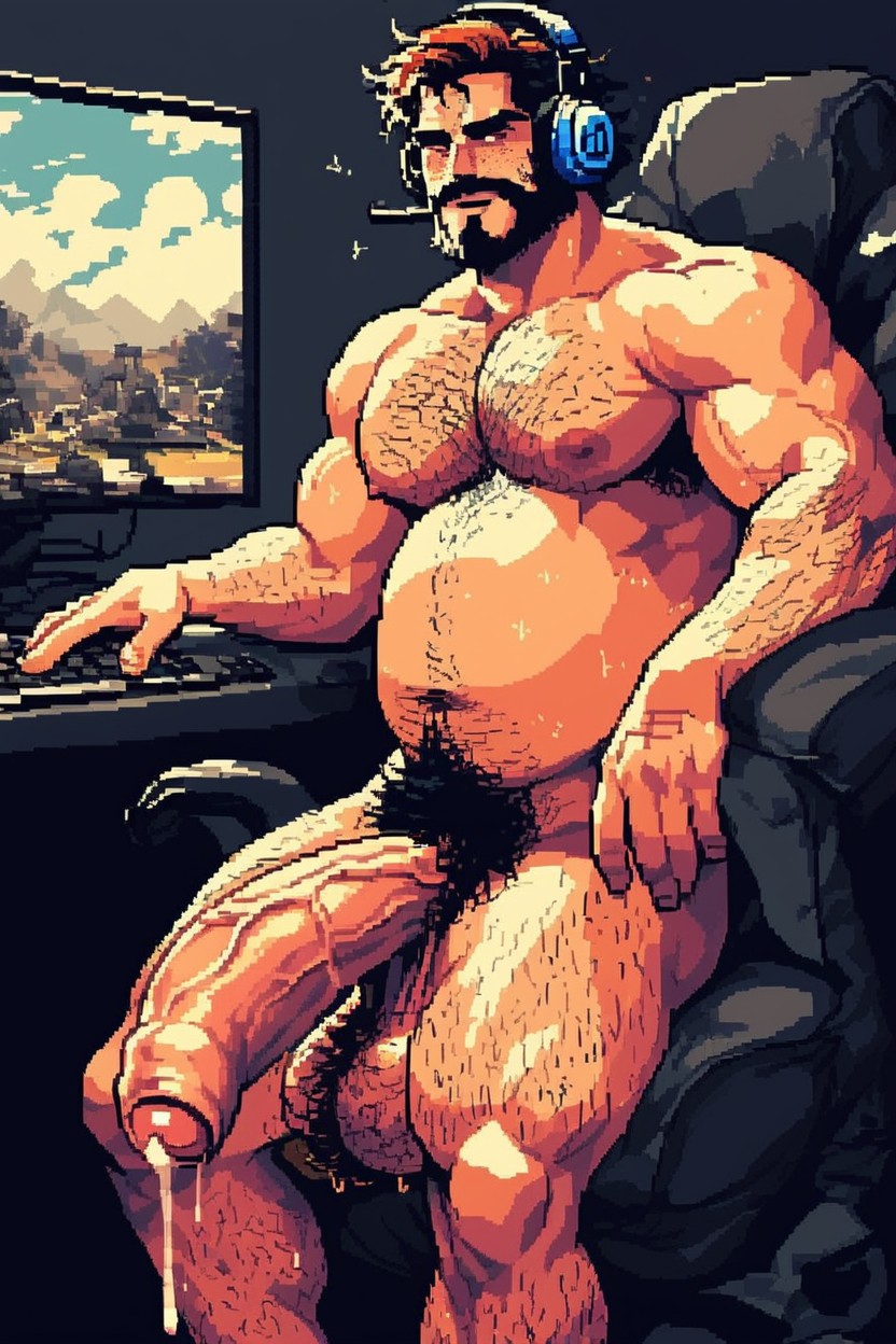 Big Thick Cock, Very Hairy Body, Large Sized Balls AI Gay Porn