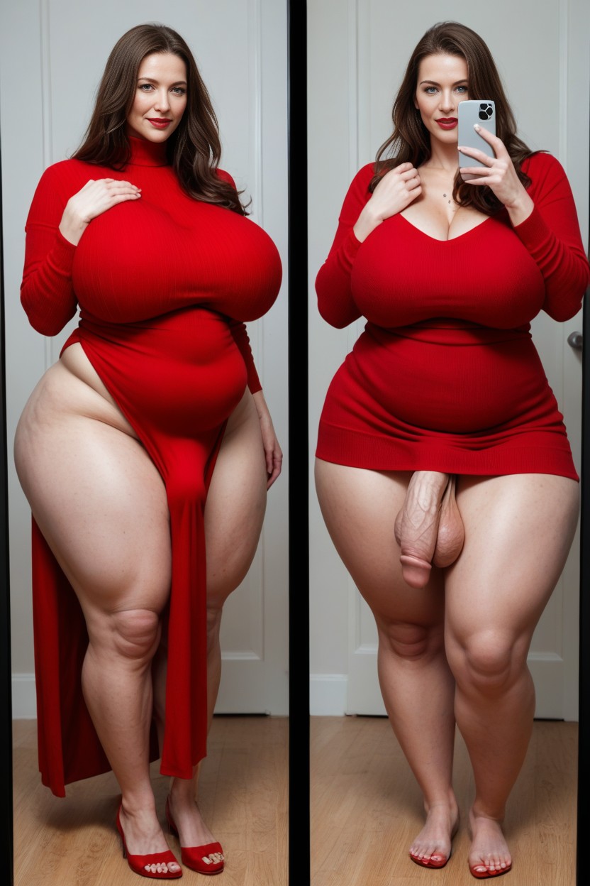 Mature, Bedroom Mirror, Bulge AI Porn