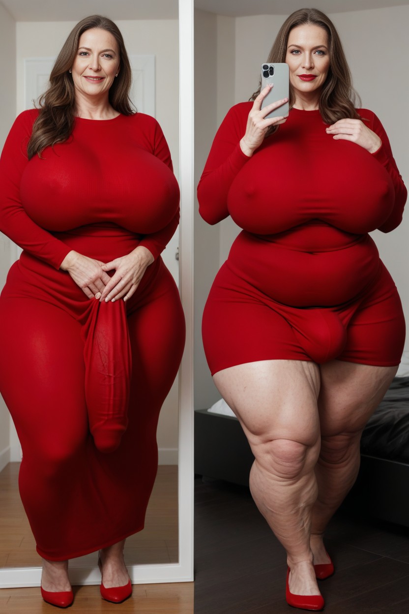 Dimly Lit, Standing Next To, Fat AI Porn