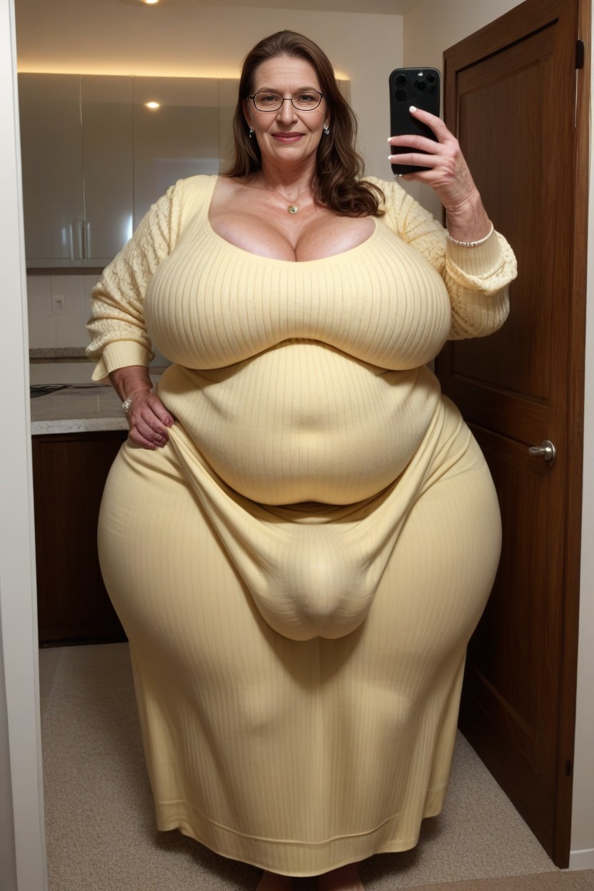 Chubby, Brunette, Grinning AI Porn