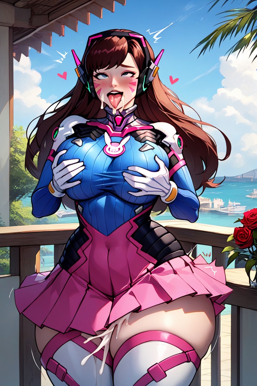 Rounded Ass, Thighs Exposed, Pink Skirt AI Porn