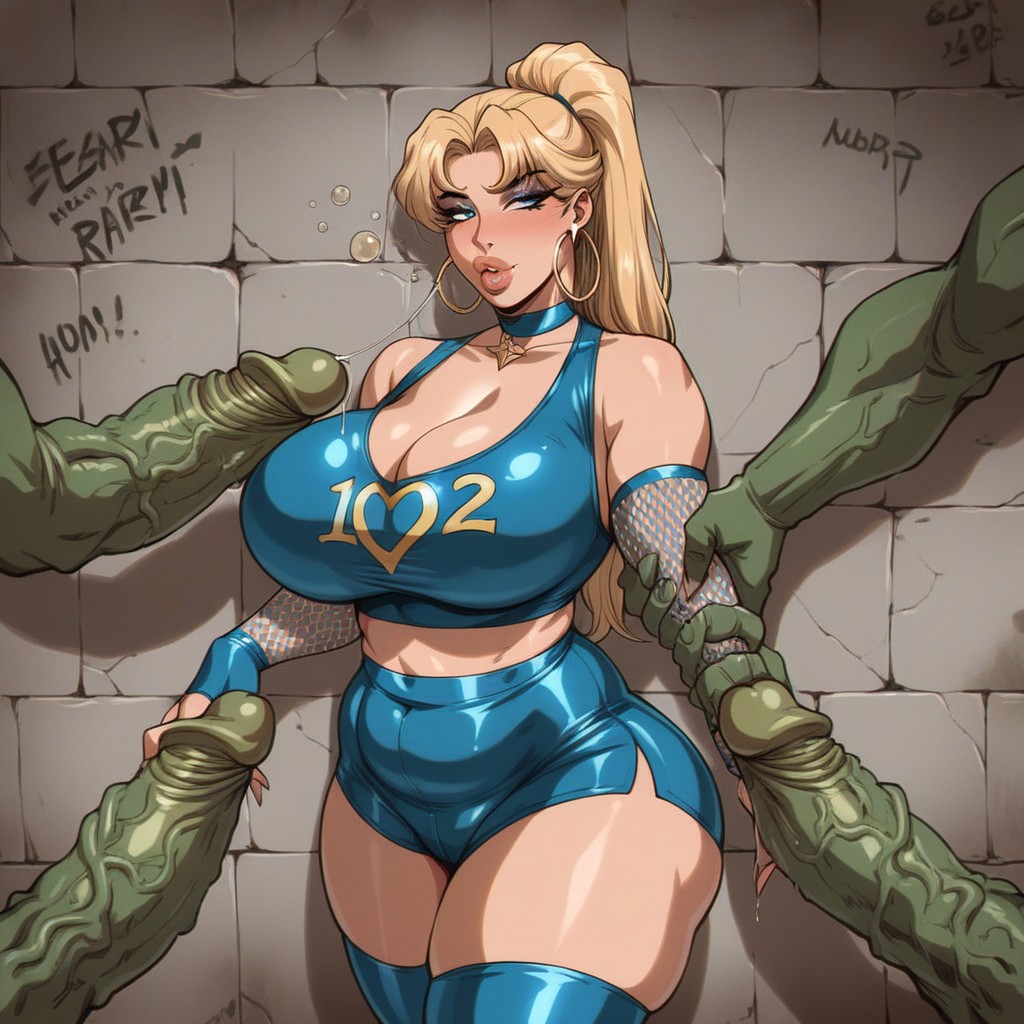 Deep Cleavage, Blue Eyes, Blonde Hair AI Porn