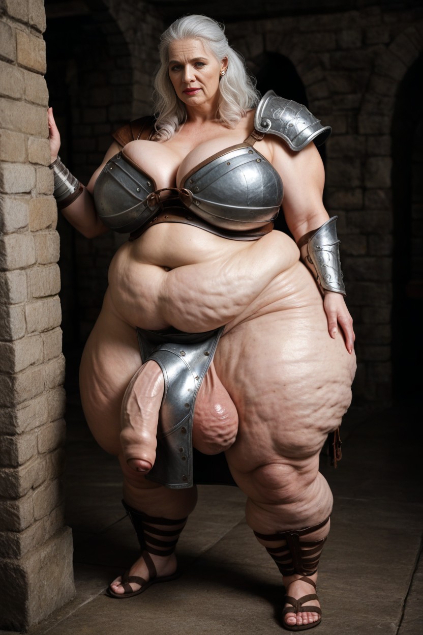 Gladiator Helmet, Huge Round Thighs, Hair Down AI Porn