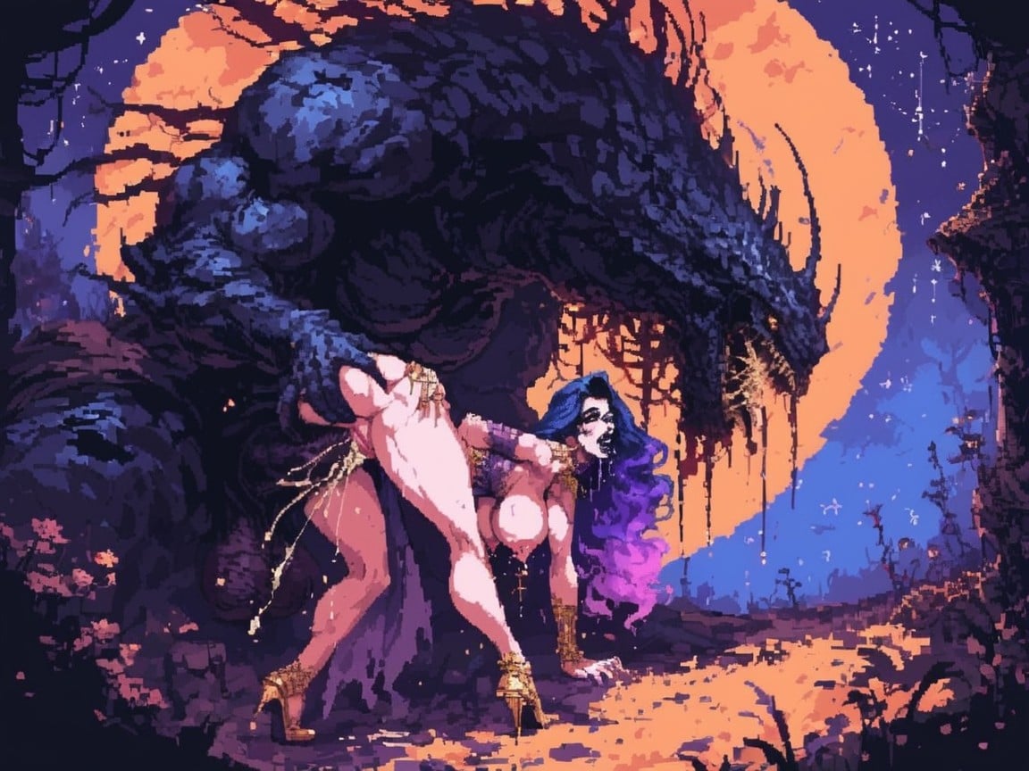 Orgasm, Huge Muscular Alien, Gradient Hair AI Porn
