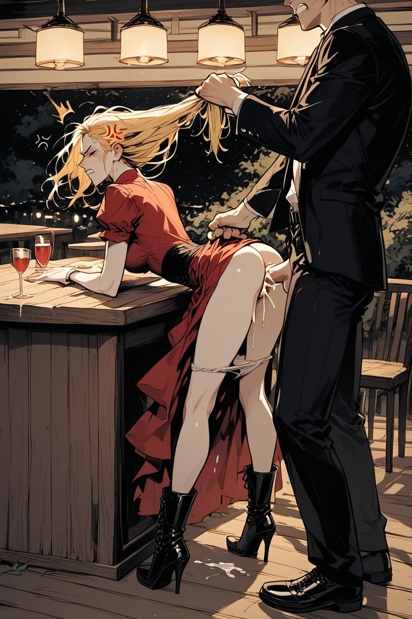 Clenched Teeth, 18+, Social Red Dress Hentai AI Porn