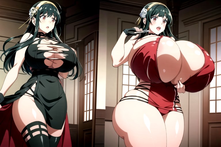 The Most Perfect Sexy Thick Plump Very Fat Asian American Woman, 乳房擴張, 巨臀 AI黃漫