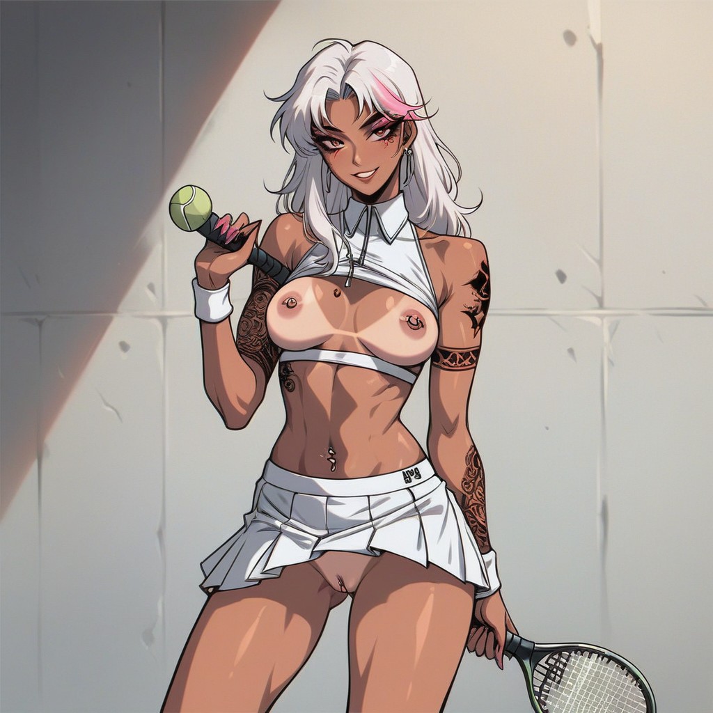 Horny, No Panties, Legs Covered In Tattoos Hentai AI Porn