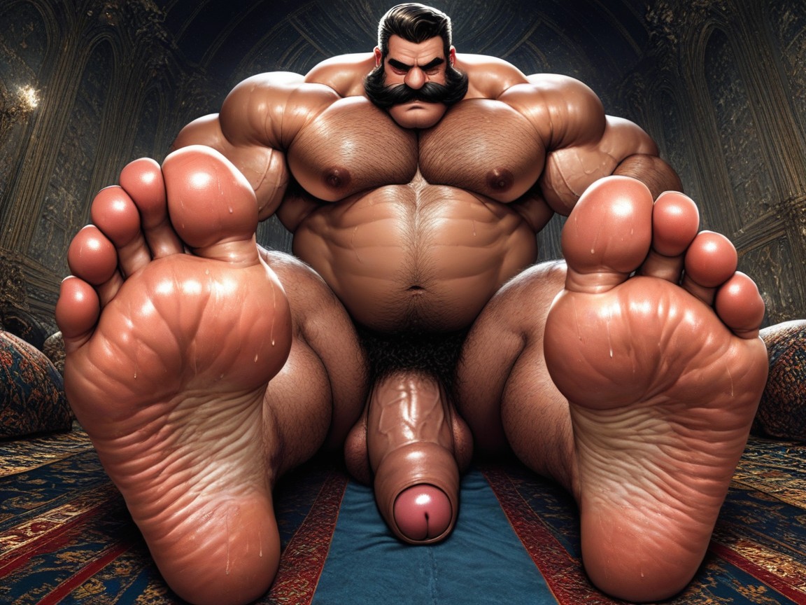 Long Foreskin, Hairy Beefy Sweaty Hirsute, Thick Mustache AI Gay Porn