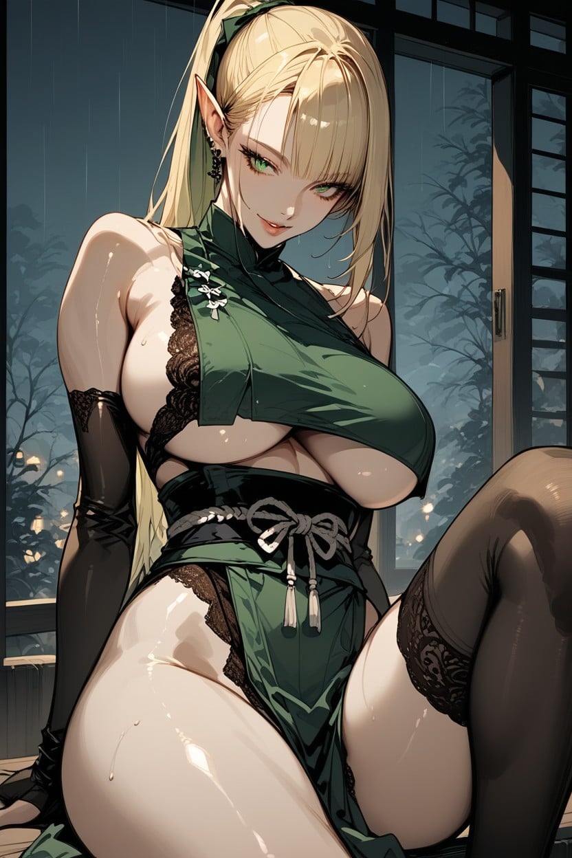 Shaved Pussy, Loincloth Skirt, Goth Hentai AI Porn