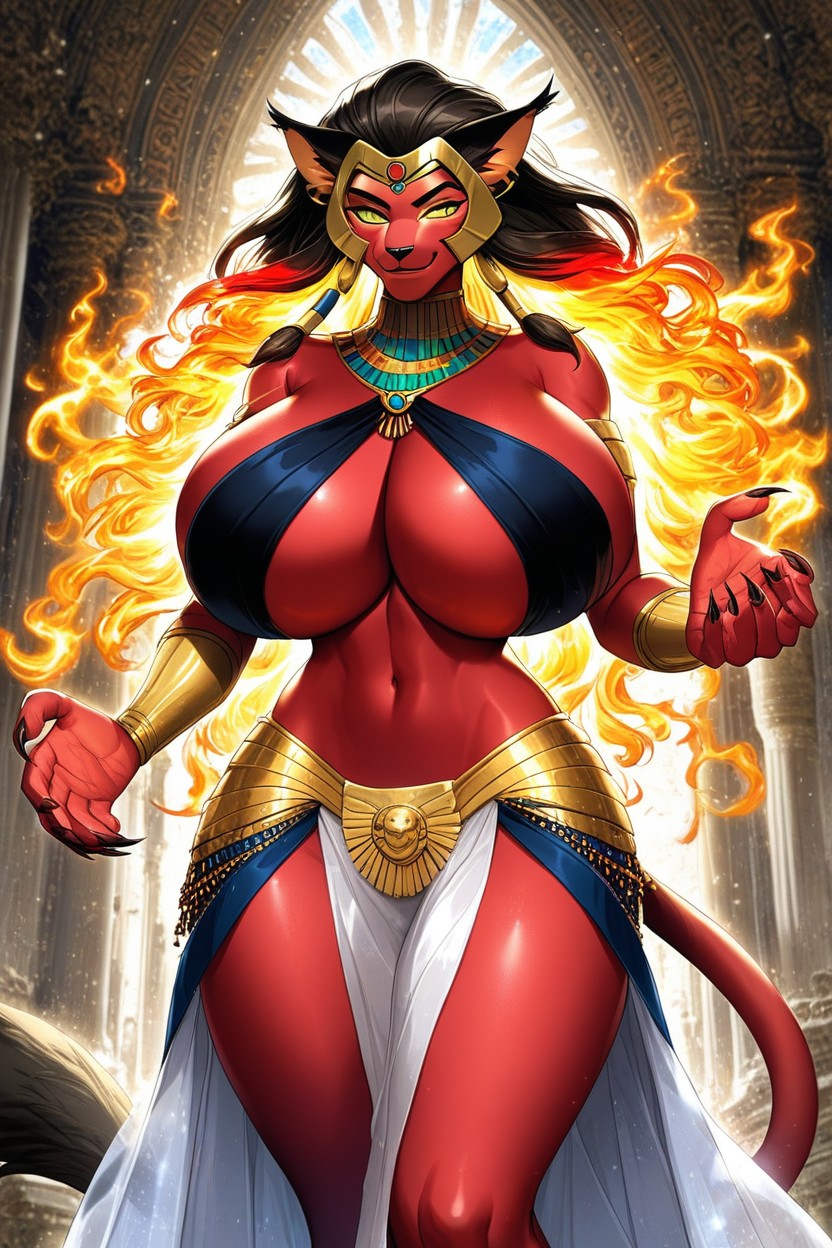 Red Skin, Fiery Hair, Wide Hips Furry AI Porn