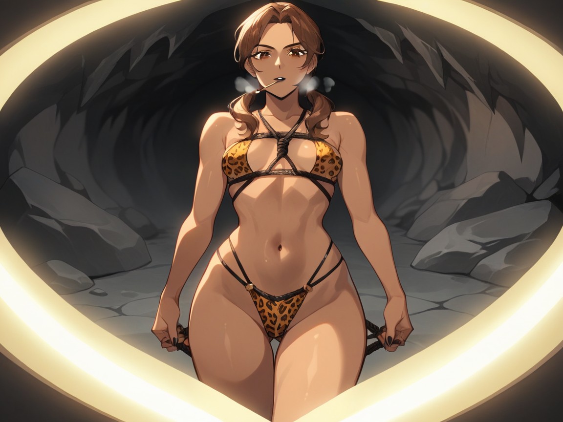 Steamy Breath, Brown Eyes, Stream Background Hentai AI Porn