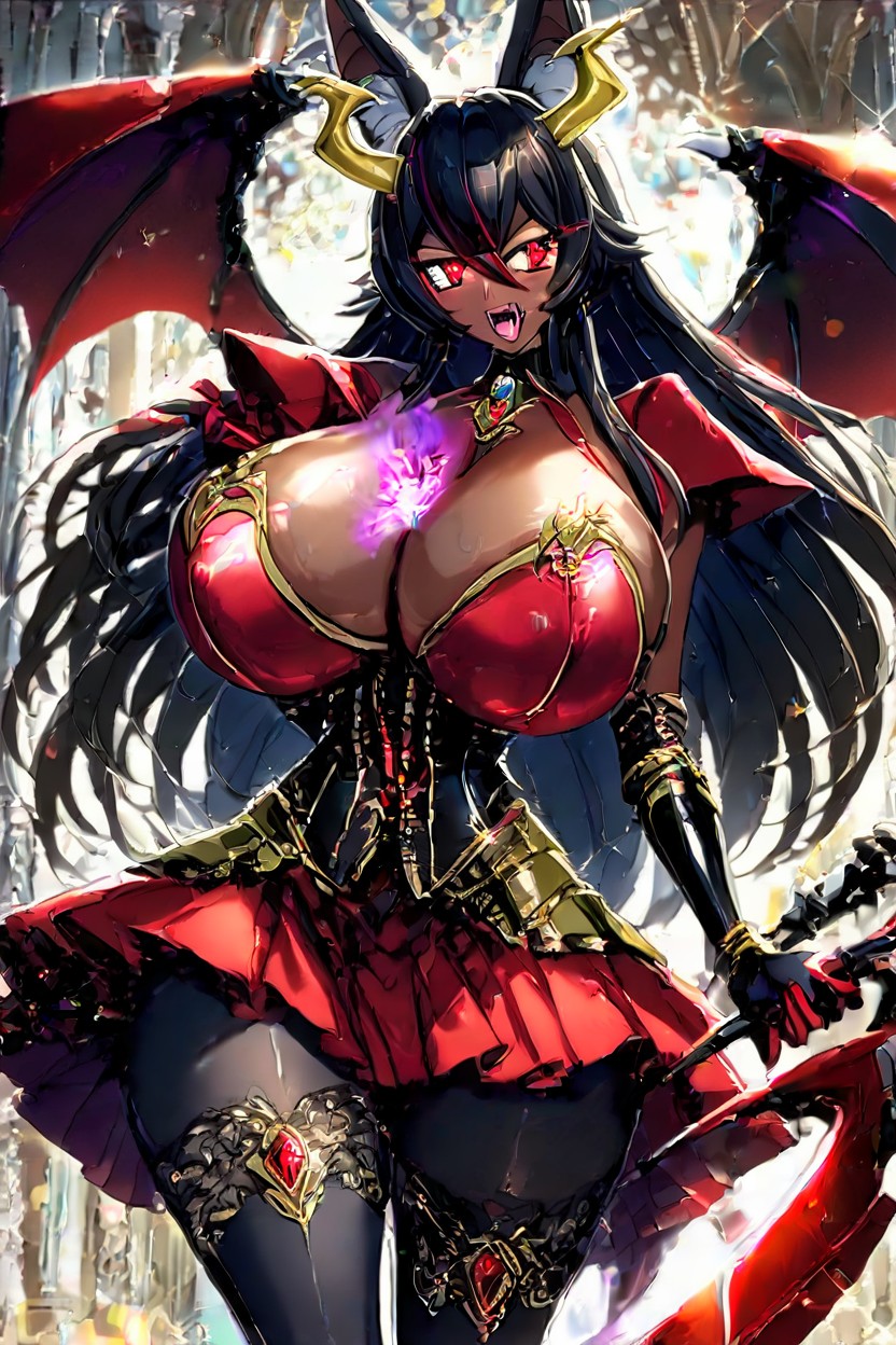 Dark Red Magic, Holding Scythe, Skirt Latina AI Porn