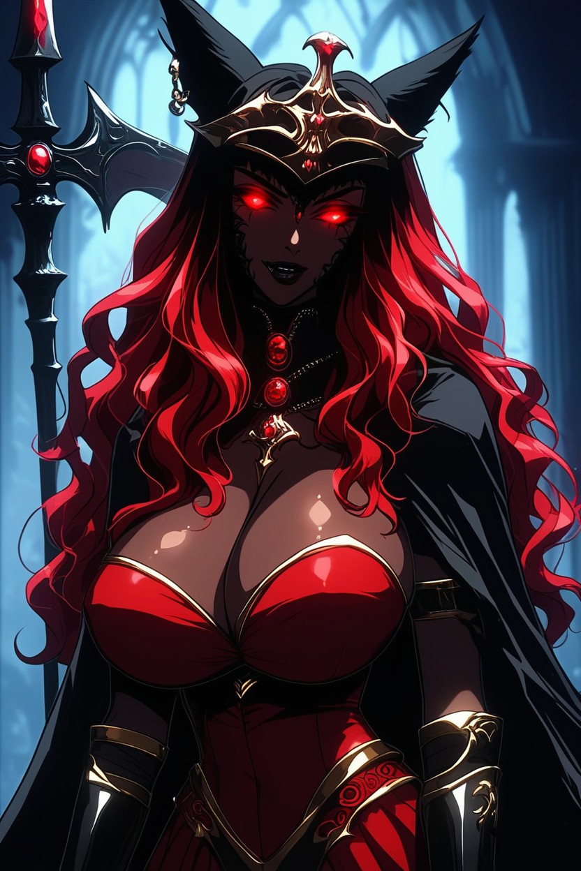 Vampire Magic, Dark Red Magic, Gold Au'ra Horns Ebony AI Porn