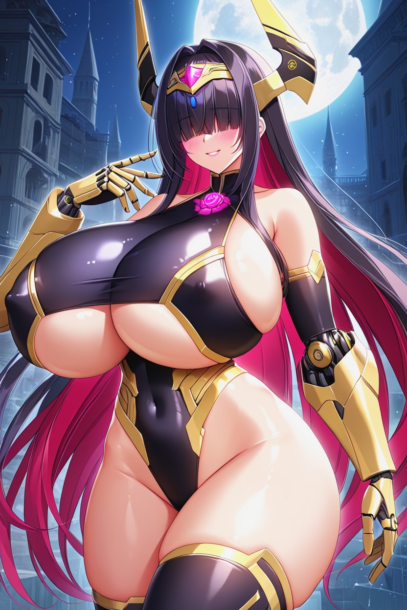 Voluptuous, Black Hair Red Hair, Wide Hips Hentai AI Porn