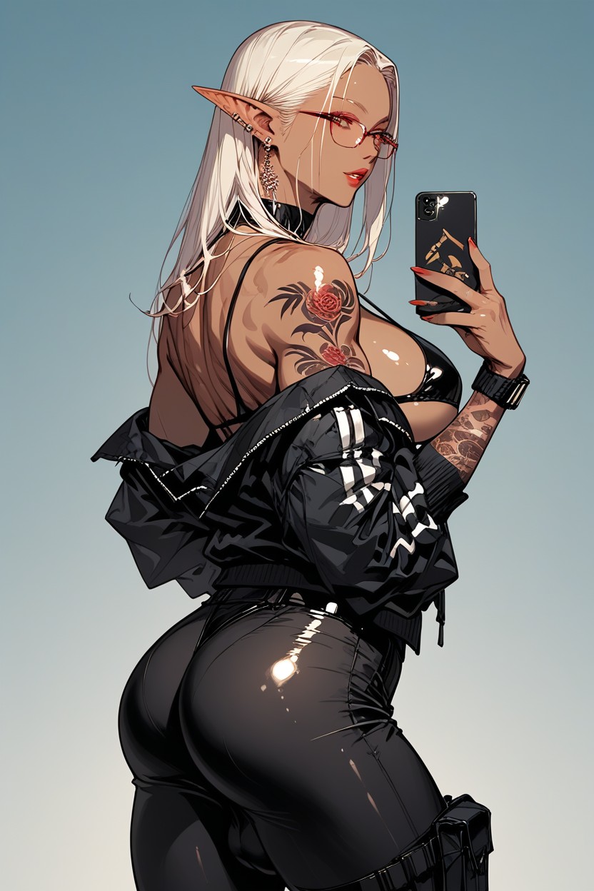 18+, Adding To Her Modern Allure She Accessorizes With A Choker, Gimnasio Porno shemale IA