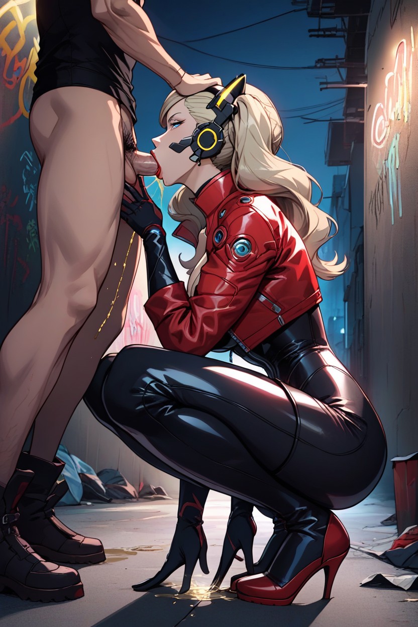 Back Alley, Red Cyberpunk Jacket, Sound Effects Hentai AI Porn